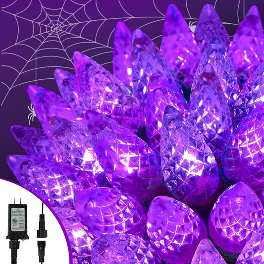 Upgraded 250LED C6 Connectable Halloween String Lights, 82FT Waterproof Purple Light for Outside, Fairy Twinkle Light Plug in with 13 Modes & Timer for Outdoor Indoor Party Tree Halloween Decorations