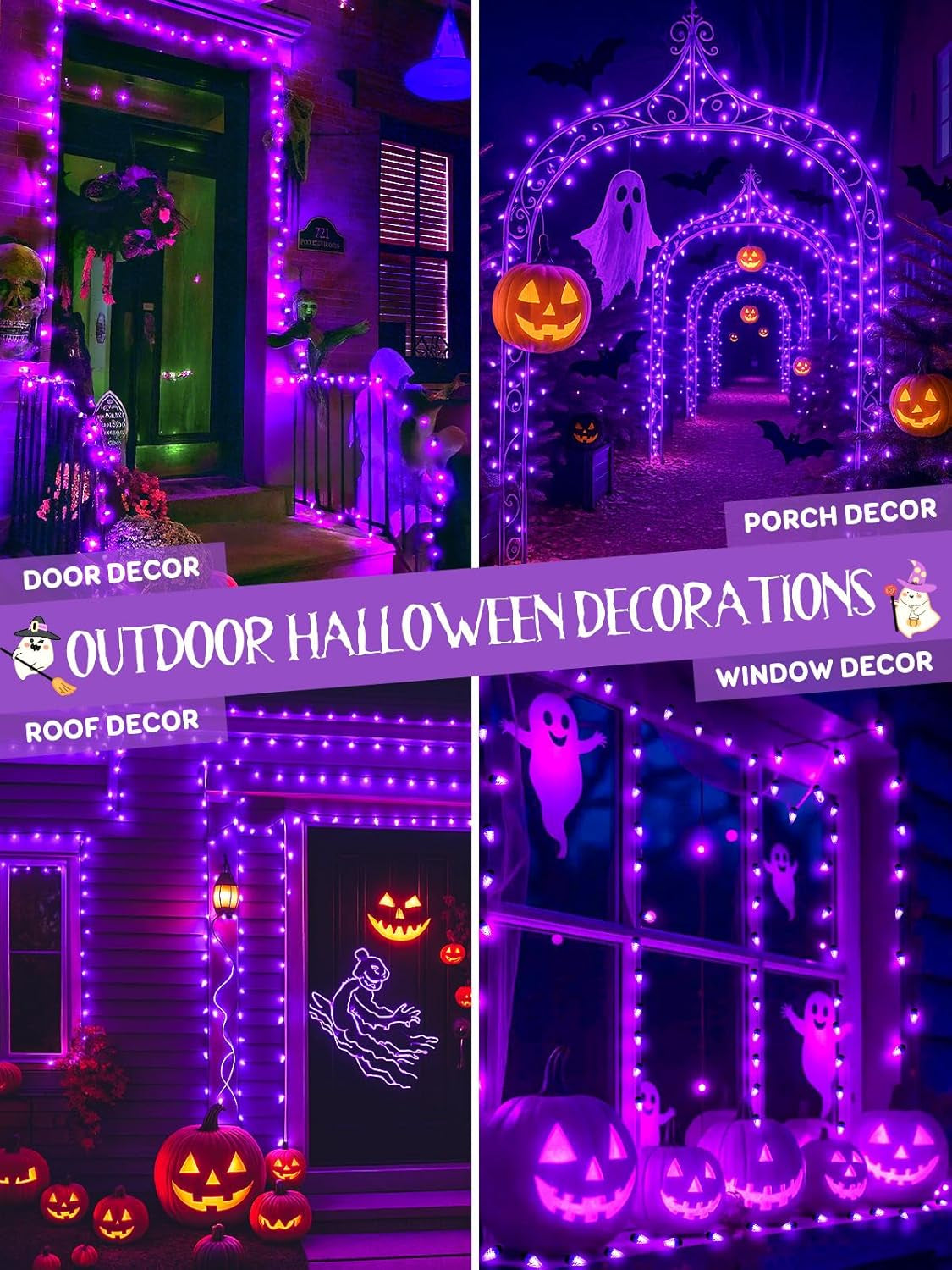Upgraded 250LED C6 Connectable Halloween String Lights, 82FT Waterproof Purple Light for Outside, Fairy Twinkle Light Plug in with 13 Modes & Timer for Outdoor Indoor Party Tree Halloween Decorations