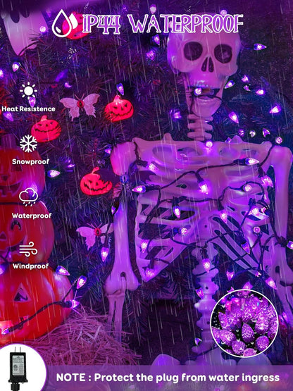 Upgraded 250LED C6 Connectable Halloween String Lights, 82FT Waterproof Purple Light for Outside, Fairy Twinkle Light Plug in with 13 Modes & Timer for Outdoor Indoor Party Tree Halloween Decorations