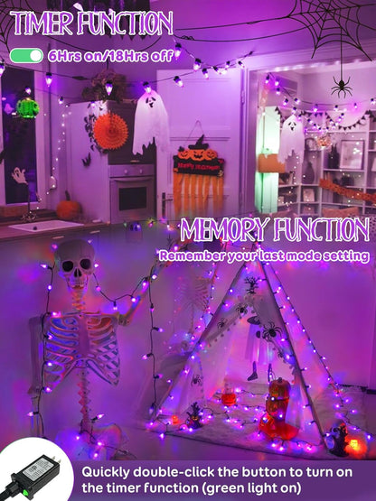 Upgraded 250LED C6 Connectable Halloween String Lights, 82FT Waterproof Purple Light for Outside, Fairy Twinkle Light Plug in with 13 Modes & Timer for Outdoor Indoor Party Tree Halloween Decorations